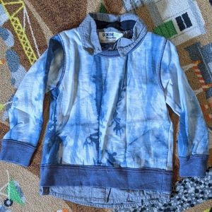3t collar long sleeve in grey and blue tie dye
